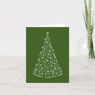 Carte de vacances Doodle Star Tree Green Blank