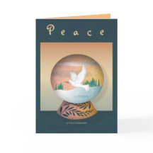 Carte de vacances Dove in Snow Globe