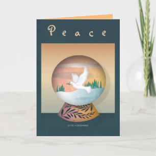 Carte de vacances Dove in Snow Globe