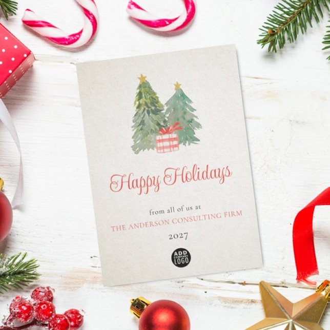 Carte de vacances du logo d'entreprise de l'arbre  (Créateur téléchargé)