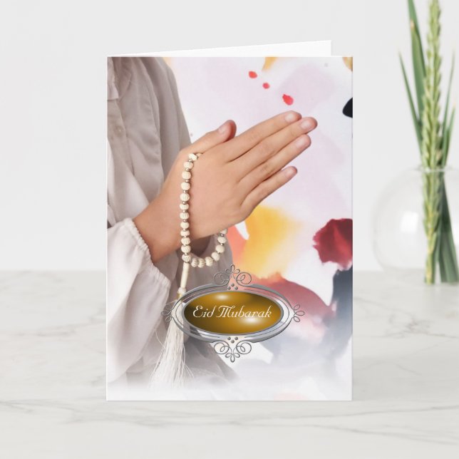 Carte de vacances Eid Mubarak / Fille au Hijab (Devant)