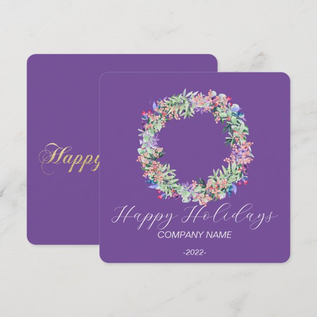 Carte de vacances élégante à l'aquarelle (Devant / Derrière)