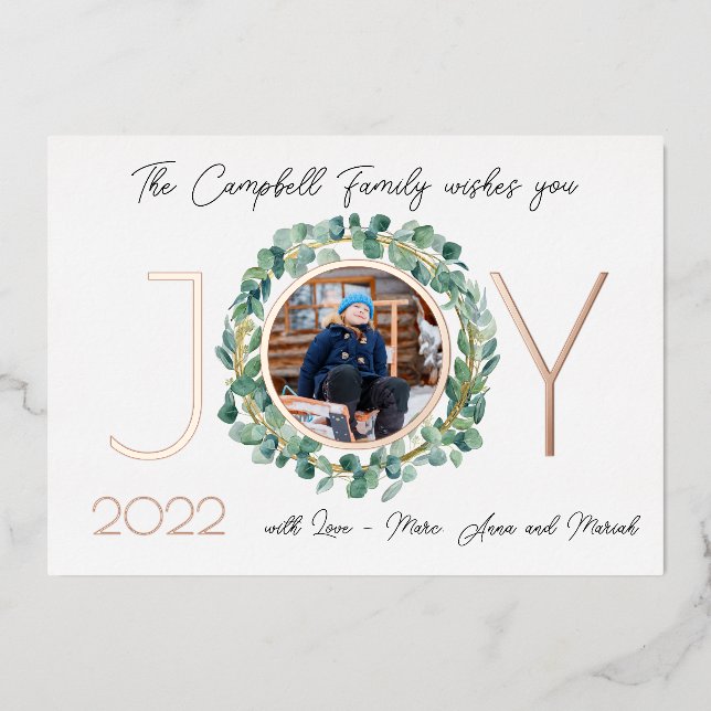 Carte de vacances en aluminium JOY 2 faces avec co (Recto)
