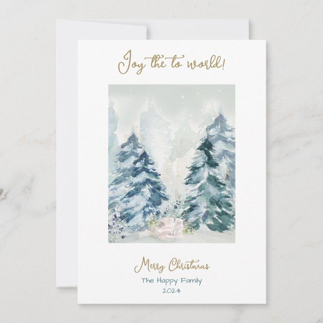 Carte de vacances en aquarelle de Noël Forest Merr (Devant)