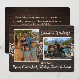 Carte de vacances en bois rustique à deux photos a