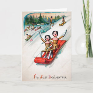 Carte de vacances en bois vintage