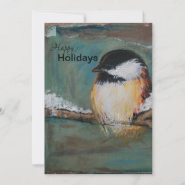 Carte de vacances en chickadee noir d'hiver