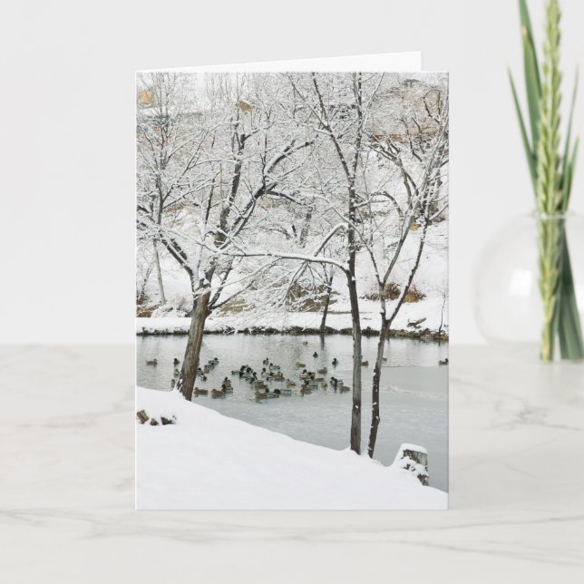 carte de vacances étang d'hiver (Devant)