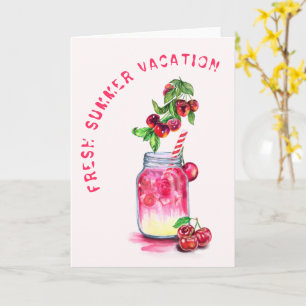 Carte de vacances été Boisson de cerise fraîche