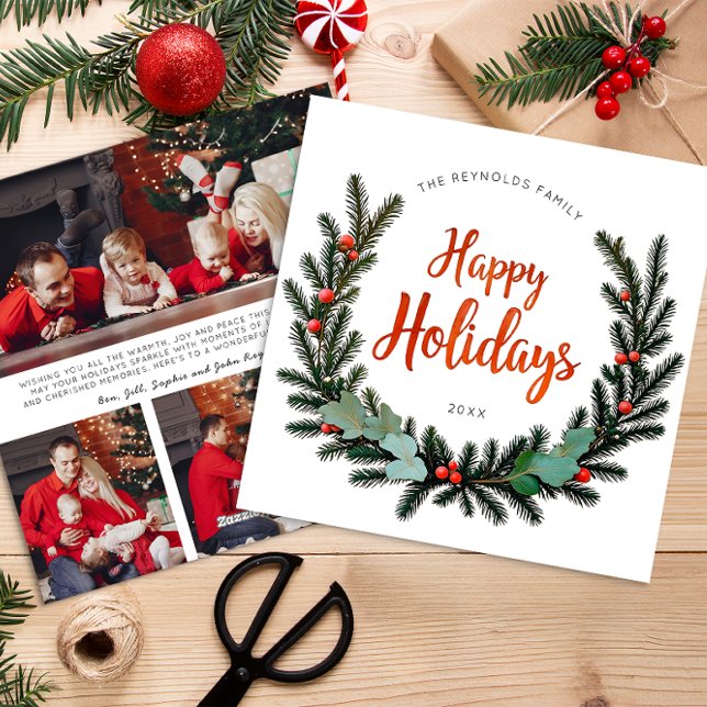 Carte de vacances familiale avec 3 photos de couro (3 Photo Holiday Card)