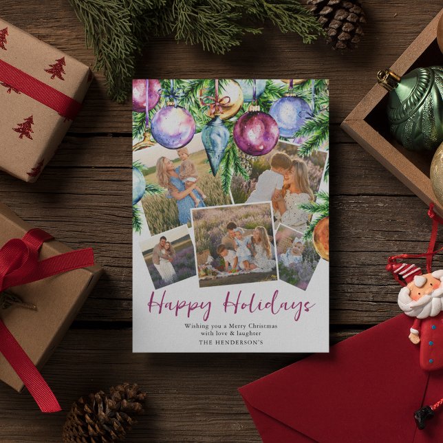 Carte de vacances familiale avec des boules de Noë (Créateur téléchargé)