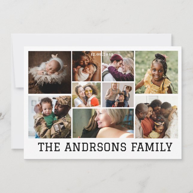 Carte de vacances familiale en collage de 9 photos (Devant)
