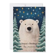 Carte de vacances fantaisiste d'ours polaire