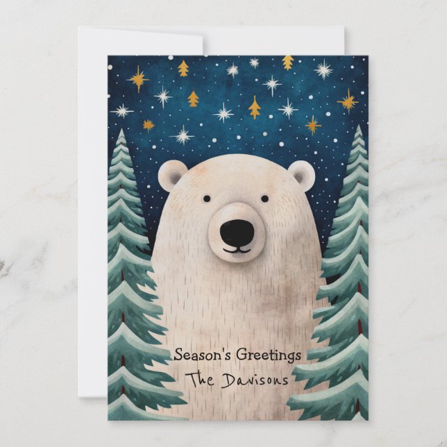 Carte de vacances fantaisiste d'ours polaire (Devant)