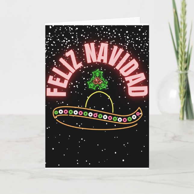 Carte de vacances Feliz Navidad Neon Sombrero (Devant)