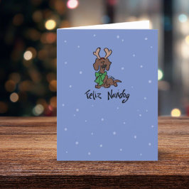 Carte de vacances Feliz Navidog Cute Dachshund Rei