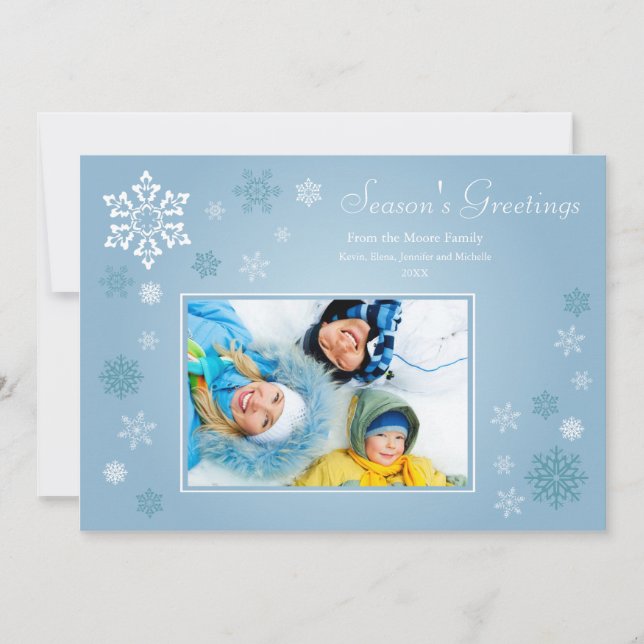 Carte de vacances Flocons de neige épars (bleu) (Devant)