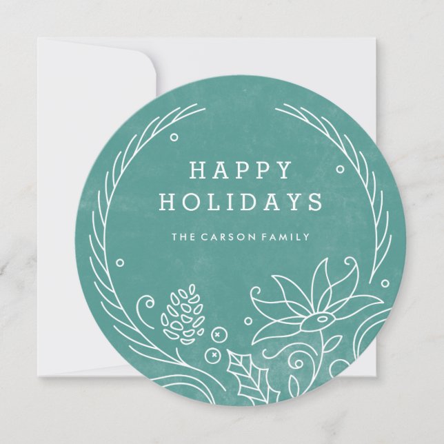 Carte de vacances Floral Wreath - Turquoise (Devant)
