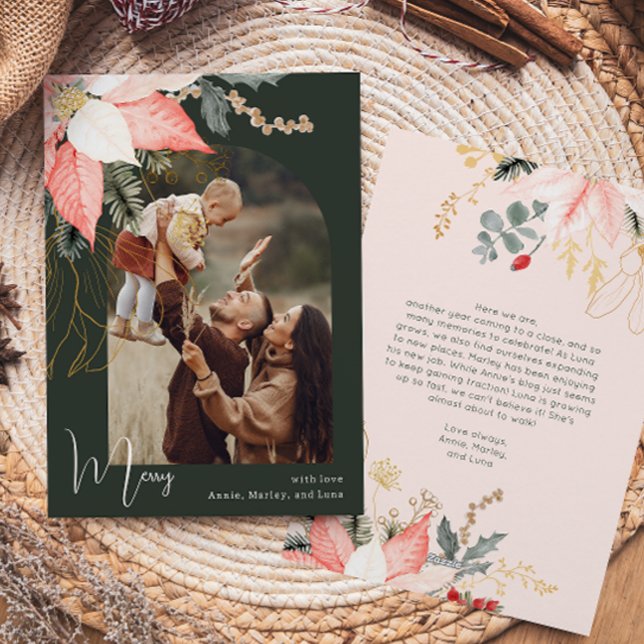 Carte de vacances florale d'hiver moderne Joyeux u (Créateur téléchargé)