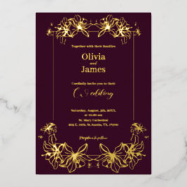 Carte de vacances Foil en or faire-part de mariage