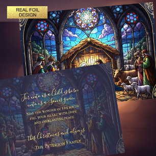 Carte de vacances Foil Nativité de la scène de crè