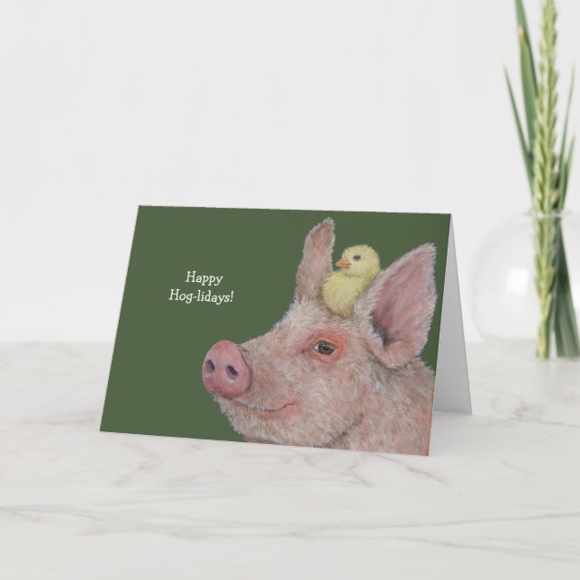 Carte de vacances Funny Hog (Devant)