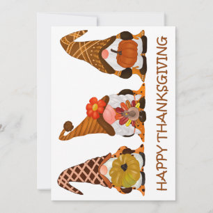 Carte de vacances Gnomes de Thanksgiving