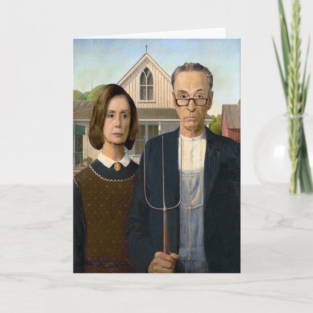 Carte de vacances gothique américaine Pelosi et Sc (Devant)