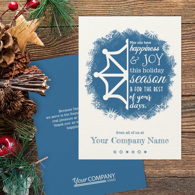 Carte de vacances Grayy Blue Snowflake Business (blue company logo christmas holiday greeting cards)