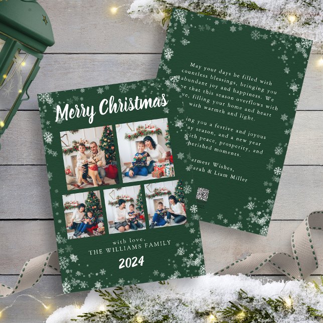 Carte de vacances Green Snow Flake (Green Snow Flake Holiday Card
)