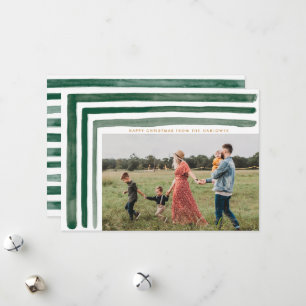 Carte de vacances Green Watercolor Stries