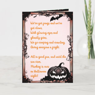 Carte de vacances Halloween nuit mal rime