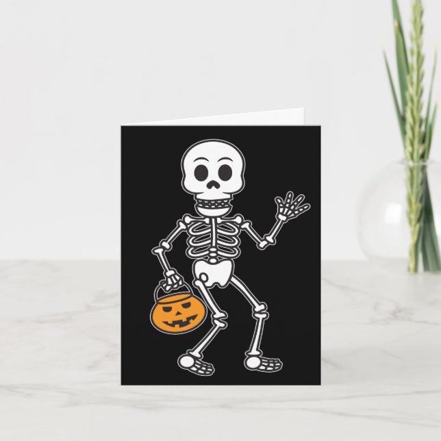 Carte de vacances Halloween Skeleton Cartoon (Devant)