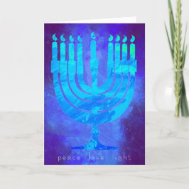 Carte de vacances Hanoukka Blue Light avec Menorah