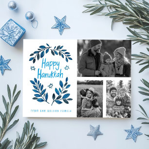 Carte de vacances Happy Hanoukka CUSTOM 3 PHOTOS G