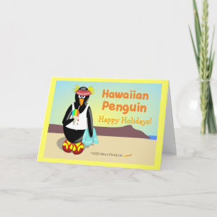 Carte de vacances Hawaiian Penguin personnalisable