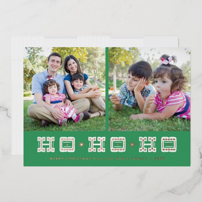 Carte de vacances Ho Ho Ho Ho Typographique Foil - (Enveloppe)