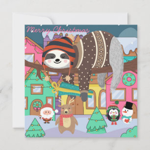 Carte de vacances joli Noël Sloth