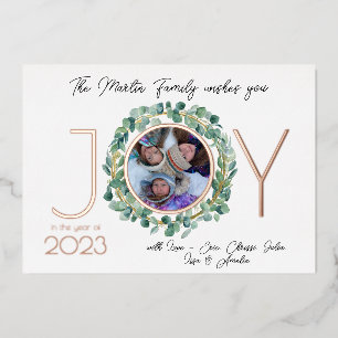 Carte de vacances JOY en feuille avec photo et cou