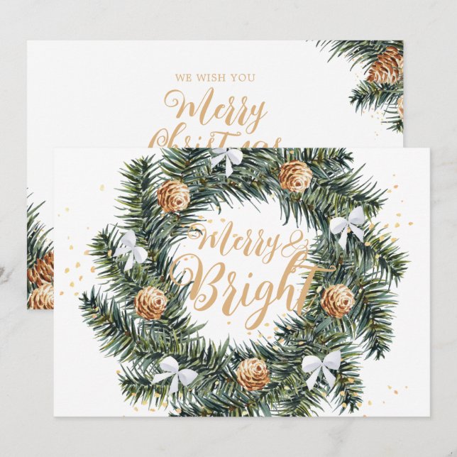 Carte de vacances Joyeuse et brillante couronne de (Devant / Derrière)