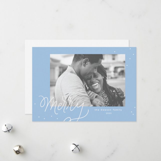 Carte de vacances Joyeux Confetti Festif Photo (Devant/Arrière en situation)