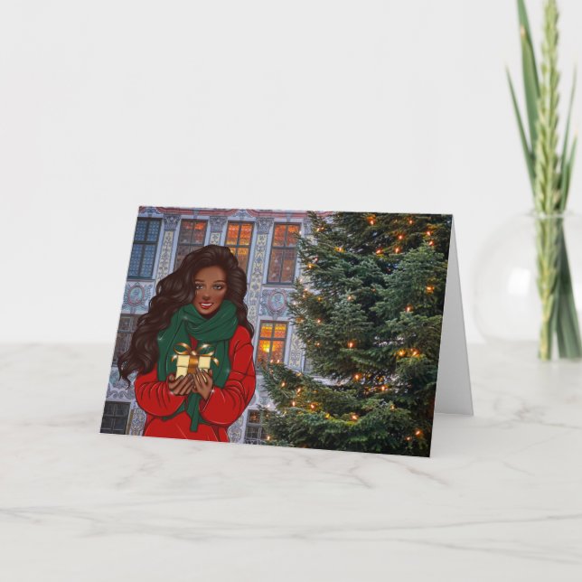 Carte de vacances Joyeux Noël Africain-Américain (Devant)