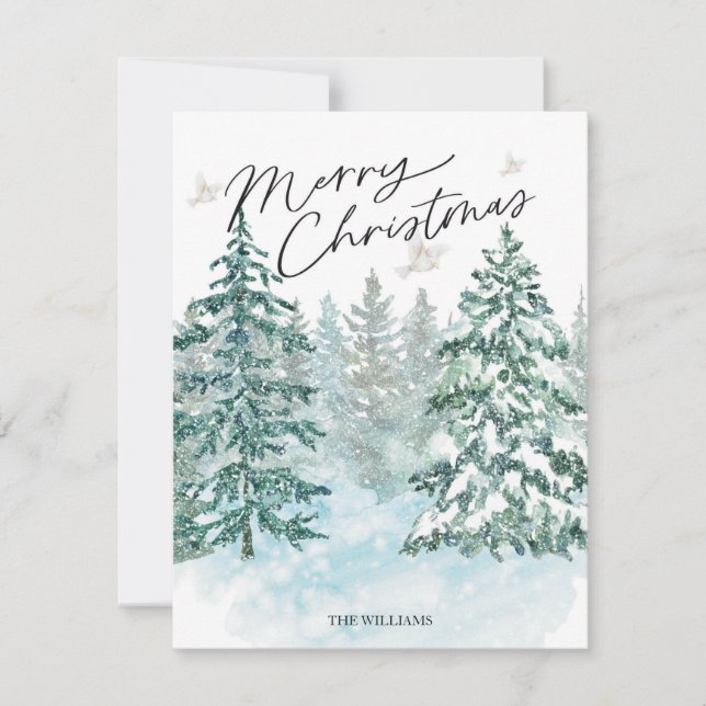 Carte de vacances Joyeux Noël de la forêt d'aquare (Devant)