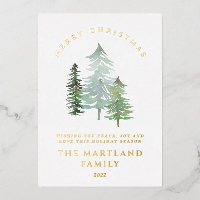 Carte de vacances Joyeux Noël de la forêt d'aquare (Recto)