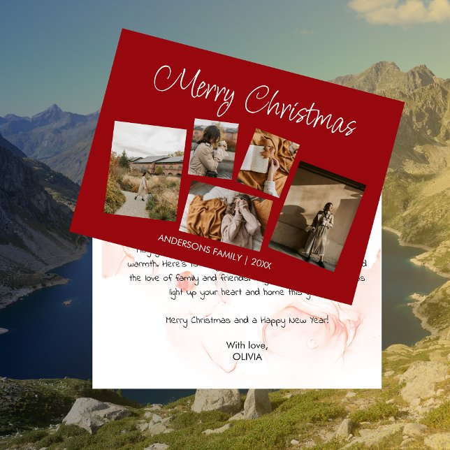 Carte de vacances Joyeux Noël photo Collage (Modern Merry Christmas Photo Collage Holiday Card)