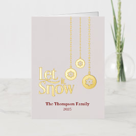 Carte de vacances "Let it Snow" Pliée Rose