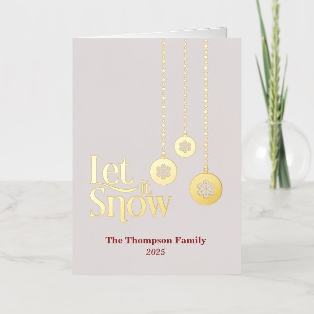 Carte de vacances "Let it Snow" Pliée Rose (Recto)