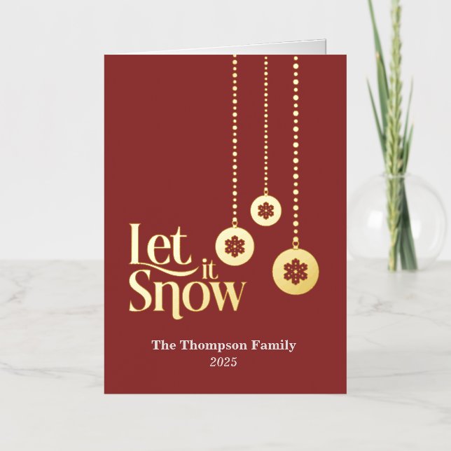 Carte de vacances "Let it Snow" Red Foled Foil (Recto)