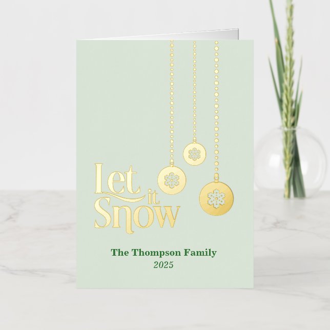Carte de vacances "Let it Snow" Vert clair Plié Fo (Recto)