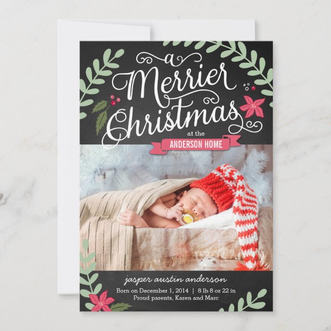 Carte de vacances Merrier Christmas Faire-part de  (Devant)
